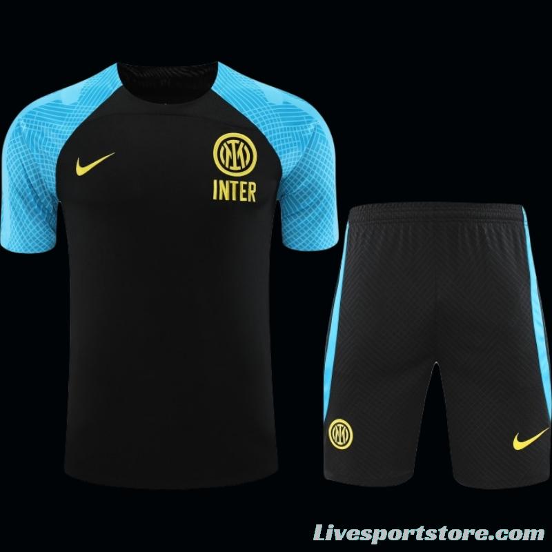 23-24 Inter Milan Black/Blue Short Sleeve+Shorts