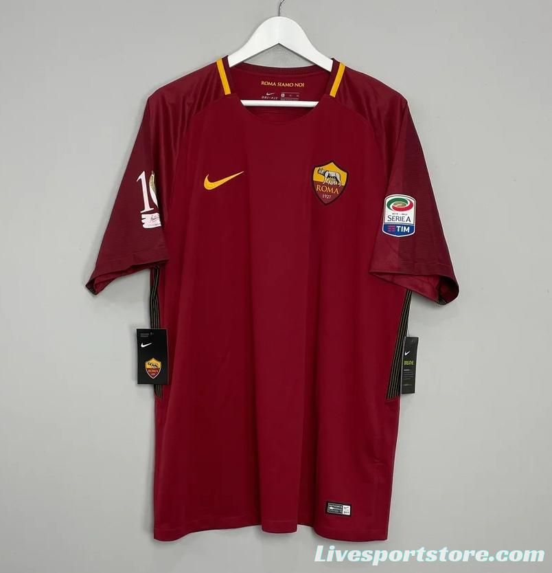 Retro 17/18 AS Roma Home Jersey Francesco Totti Signature Jersey Tribute For Last Match