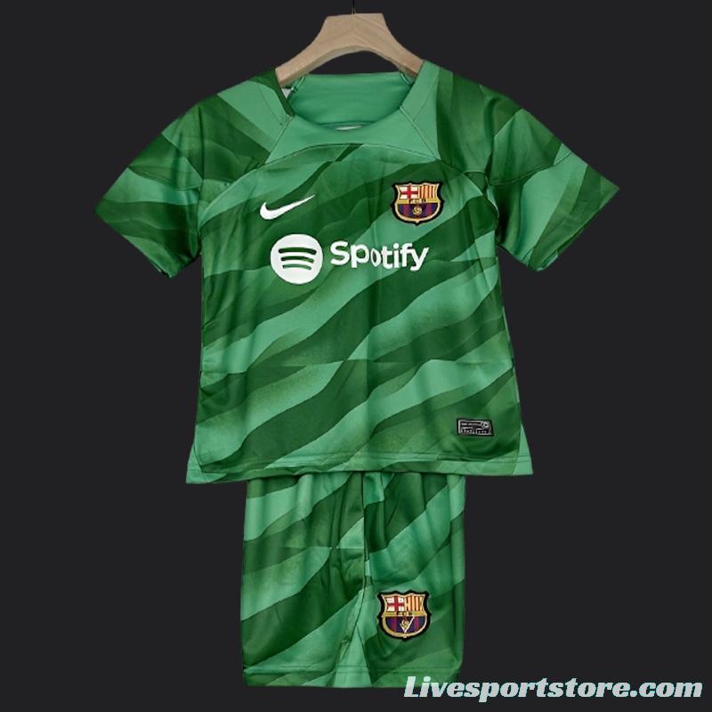 23/24 Kids Barcelona Goalkeeper Green Jersey Size 16-28