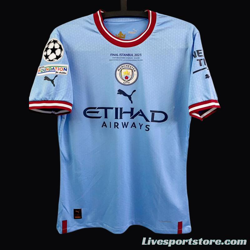 22/23 Manchester City Home Haaland Chamipion Final Jersey