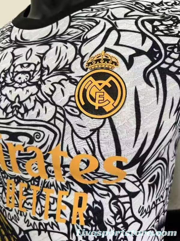 Player Version 23/24 Real Madrid White Golden Dragon Special Jersey