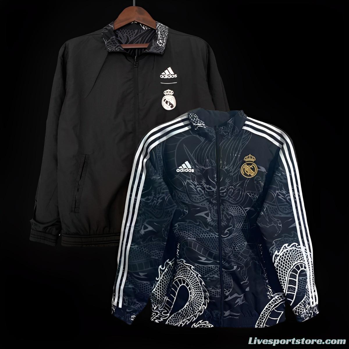 23/24 Real Madrid Black Dragon Reversible Full Zipper Jacket