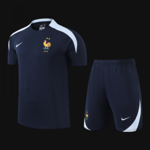 2024 France Cotton Navy Short Sleeve Jersey+Shorts