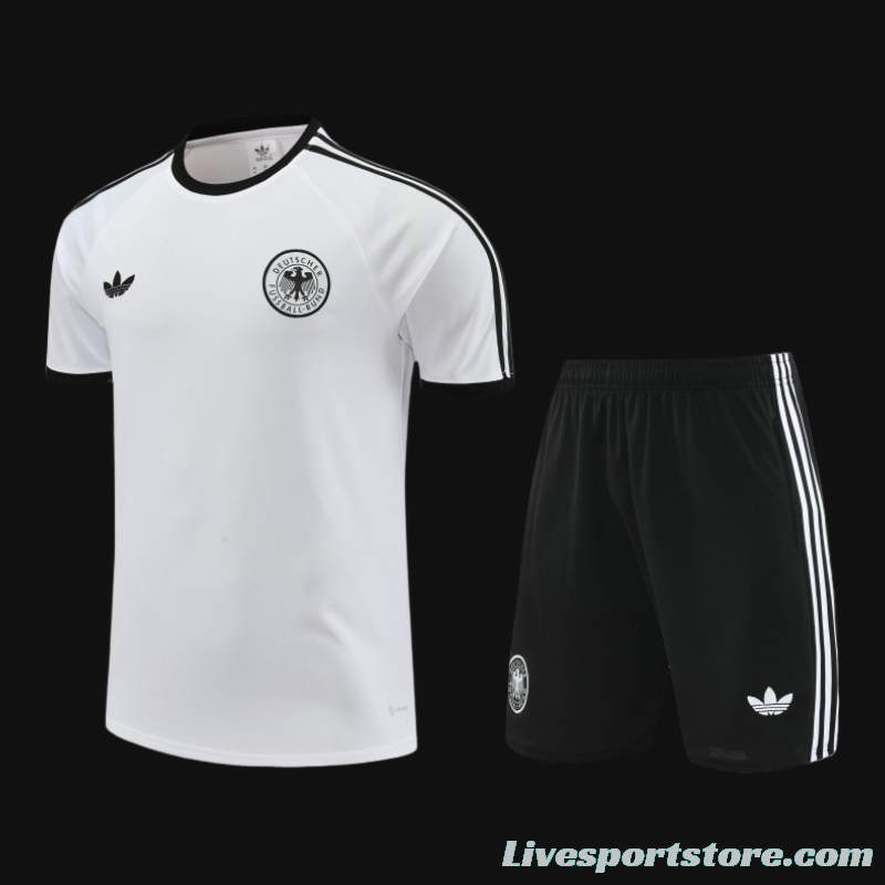 2024 Germany White Cotton Short Sleeve Jersey+Shorts