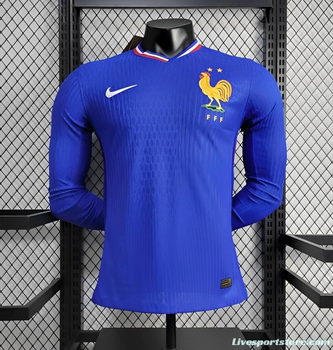 Player Version 2024 France Home Long Sleeve Jersey