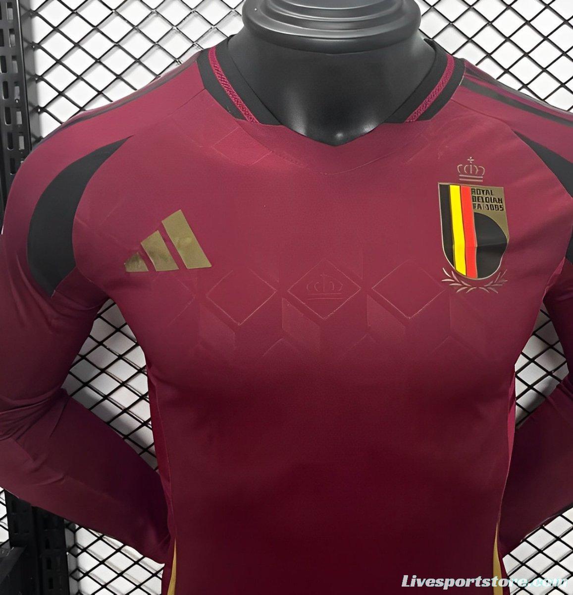 Player Version 2024 Belgium Home Sleeve Jersey