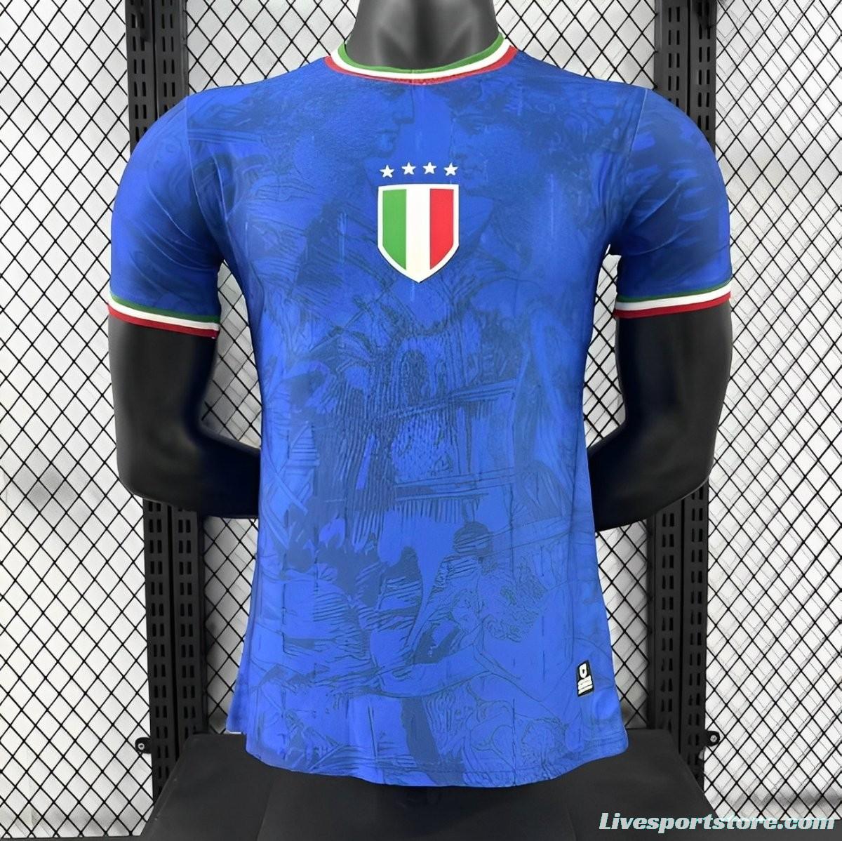 Player Version 2024 Italy Italian Football TV Blue EURO Jersey